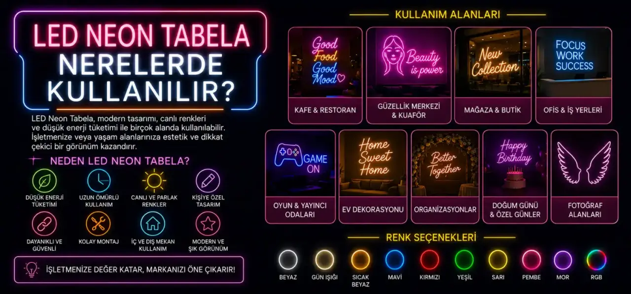 LED Neon Tabela Nerelerde Kullanılır?