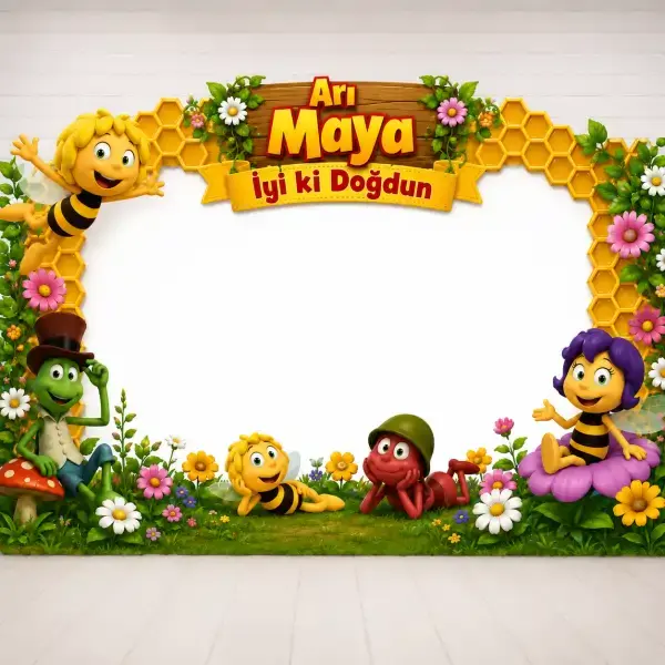 Arı Maya Doğum Günü Fotoğraf Çekim Çerçevesi 70x100 cm