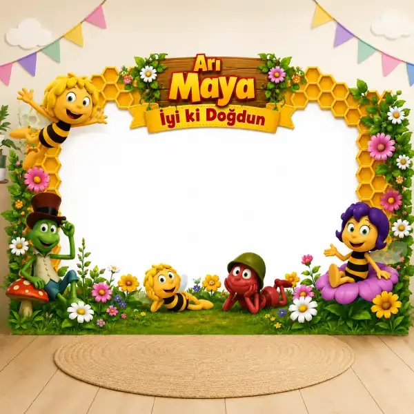 Arı Maya Doğum Günü Fotoğraf Çekim Çerçevesi 70x100 cm