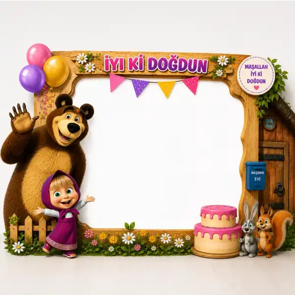 Maşa ile Koca Ayı Fotoğraf Çekim Çerçevesi 70x100 cm