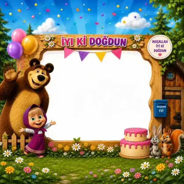 Maşa ile Koca Ayı Fotoğraf Çekim Çerçevesi 70x100 cm