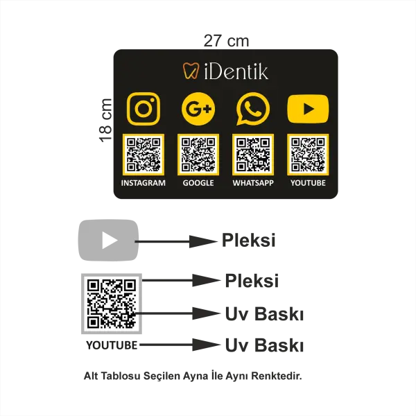 Siyah Zeminli 4’lü QR Menü Standı 5 mm