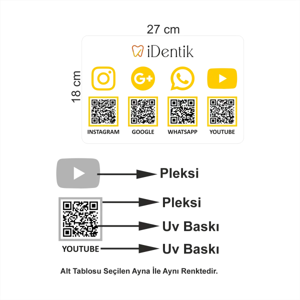 Beyaz Zeminli 4’lü QR Menü Standı 5 mm