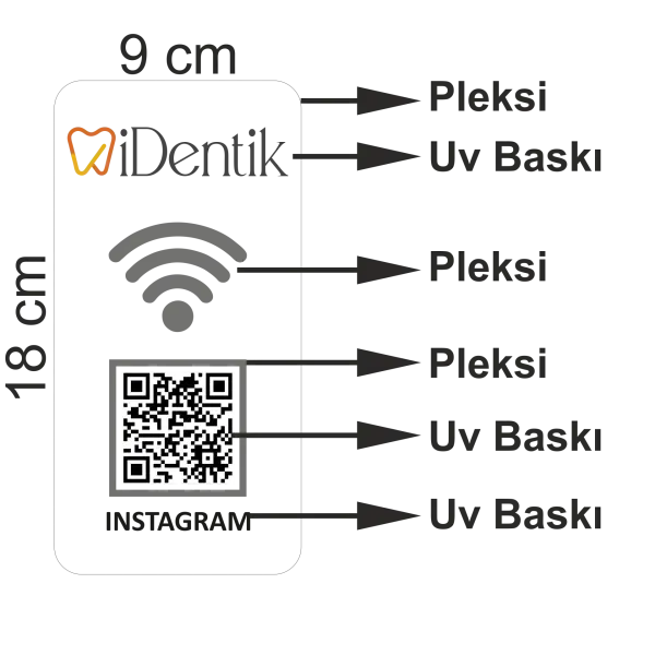 Beyaz Zeminli Tekli QR Menü Standı 5 mm