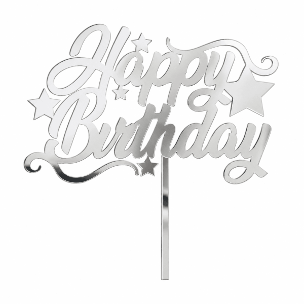 Happy Birthday Pleksi Pasta Üstü Süsü 20x20 cm