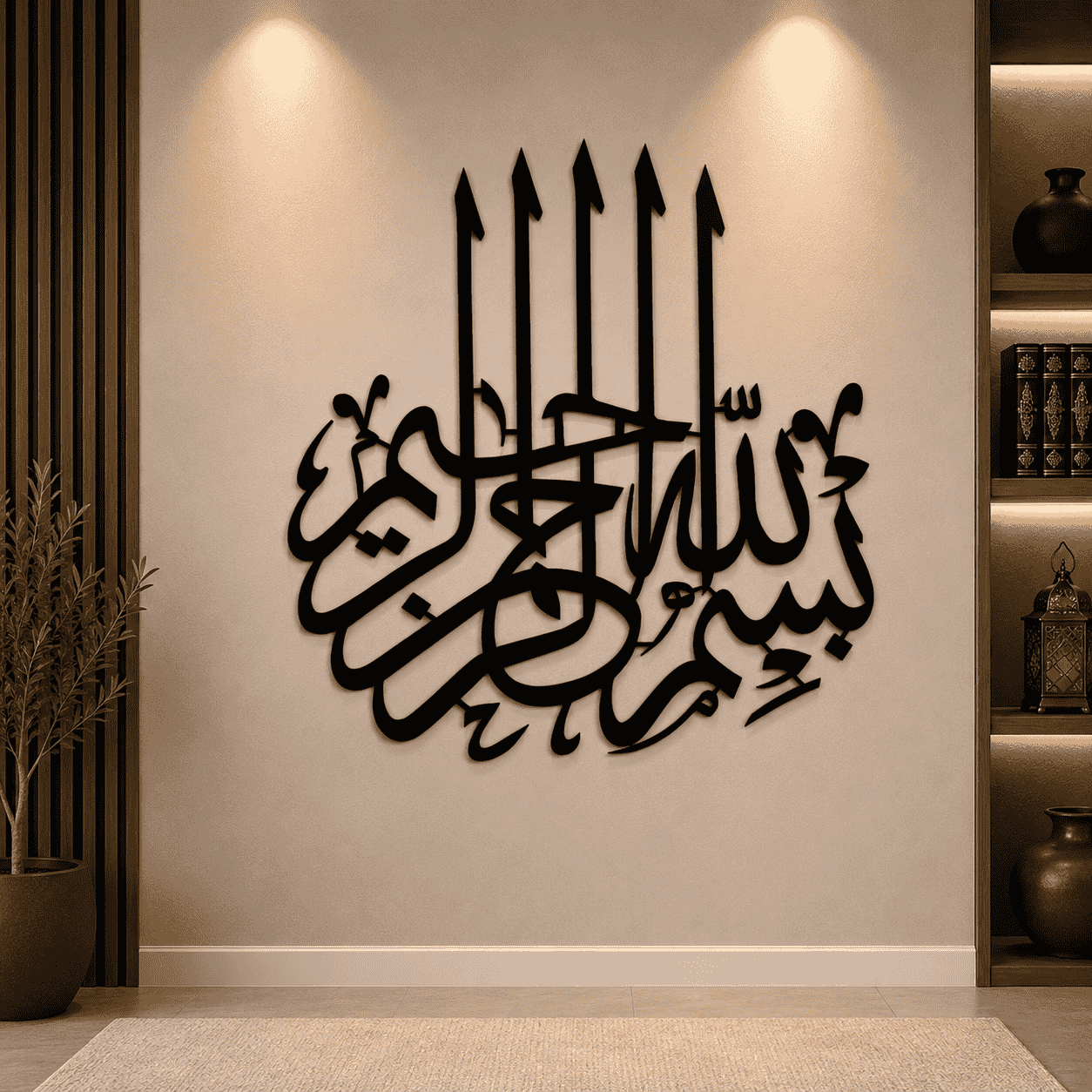 Besmele Yazılı Metal Duvar Tablosu