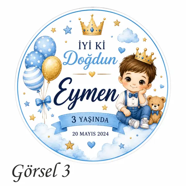 Kişiye Özel Ayıcıklı Doğum Günü Sticker Etiketi