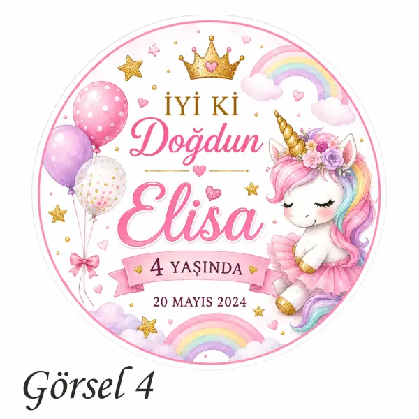 Kişiye Özel Ayıcıklı Doğum Günü Sticker Etiketi