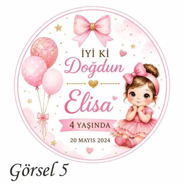 Kişiye Özel Ayıcıklı Doğum Günü Sticker Etiketi