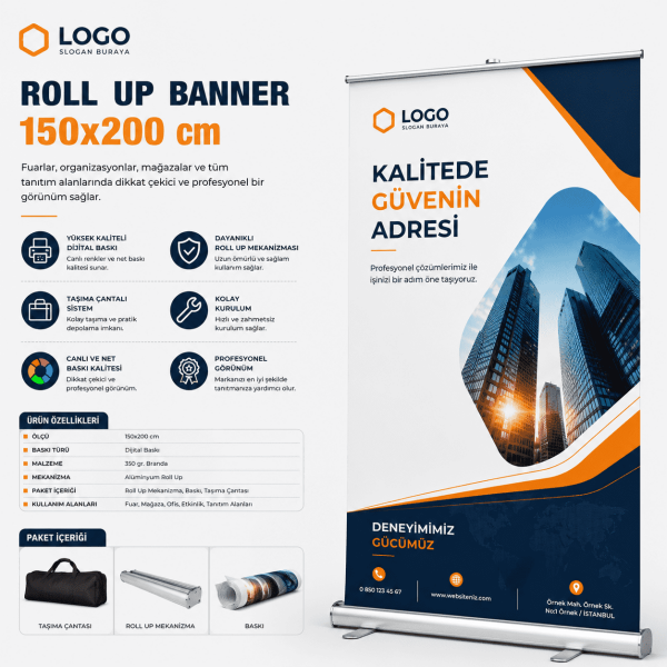 150x200 cm Roll Up Banner Baskı
