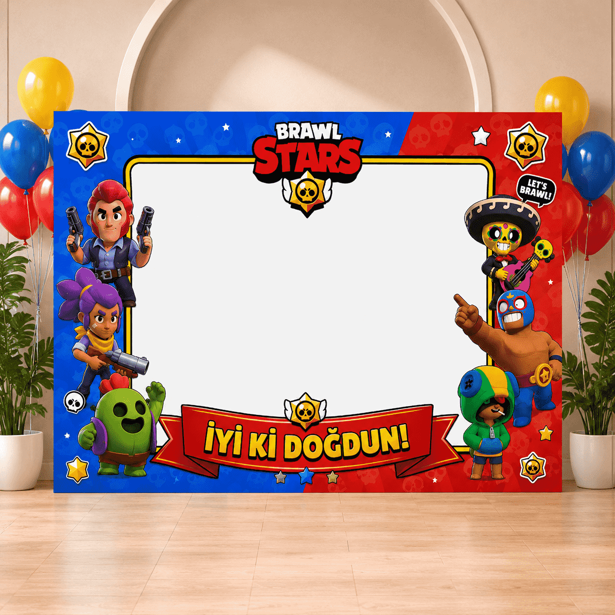 Brawl Stars Doğum Günü Fotoğraf Çekim Çerçevesi 70x100 cm