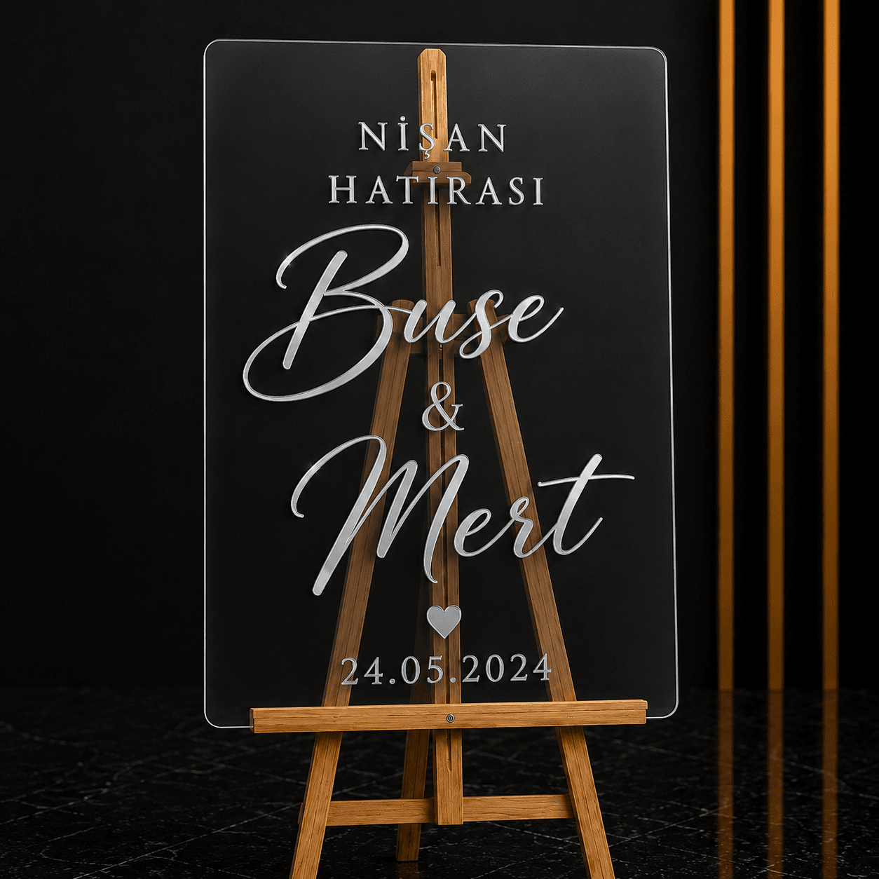 Kişiye Özel Pleksi Nişan Panosu 50x70 cm