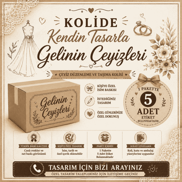 Kişiye Özel Gelinin Çeyizleri Koli Etiketi