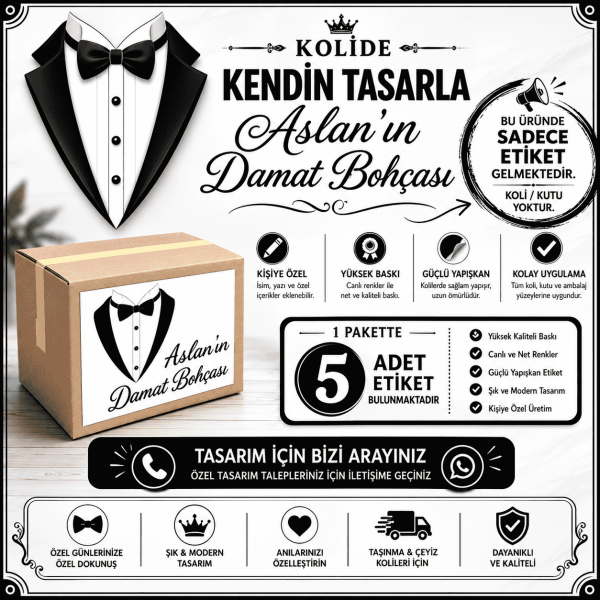 Kişiye Özel Damat Bohçası Koli Etiketi