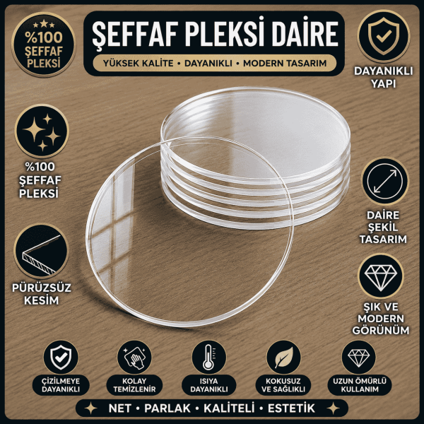 Şeffaf Pleksi Daire 50 Adet