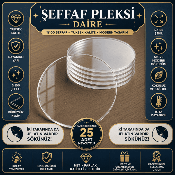 Şeffaf Pleksi Daire 50 Adet