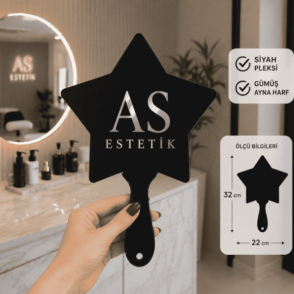Kişiye Özel Yıldız Model Pleksi El Aynası