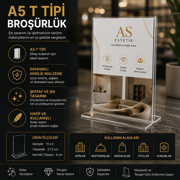 A5 T Tipi Pleksi Broşürlük ve Föylük