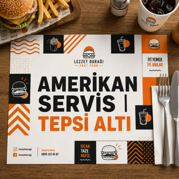Baskılı Amerikan Servis Kağıdı ve Tepsi Altı Baskı