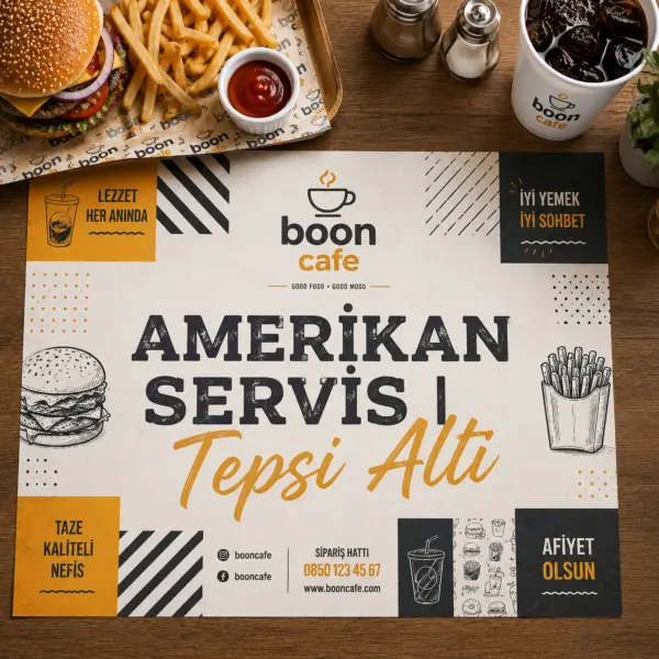 Baskılı Amerikan Servis Kağıdı ve Tepsi Altı Baskı