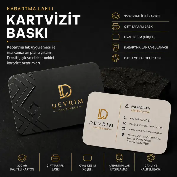 Kabartma Laklı Kartvizit Baskı