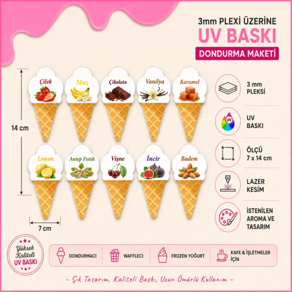 UV Baskılı Pleksi Dondurma Aroma Panosu