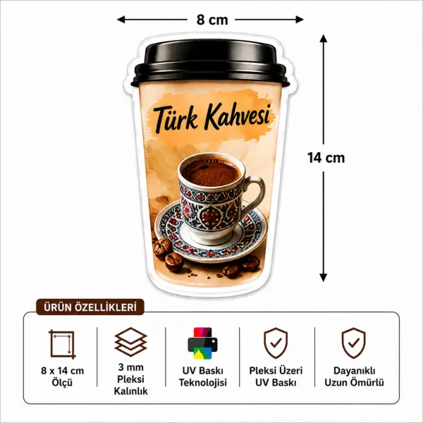 UV Baskılı Kahve Çeşitleri Pleksi Menü Panosu