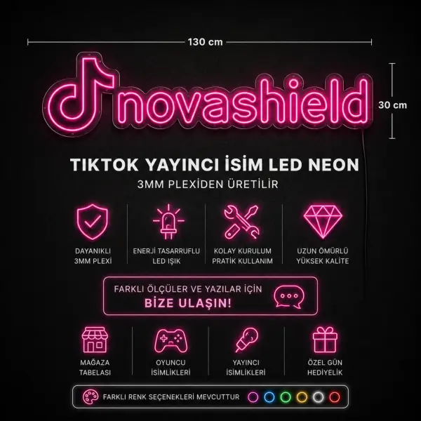 Kişiye Özel TikTok Yayıncı İsim LED Neon Tabela