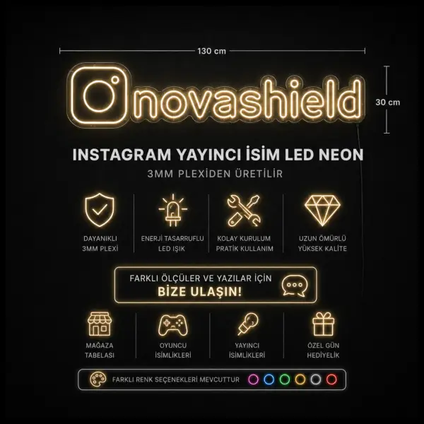 Kişiye Özel Instagram Logo LED Neon Tabela