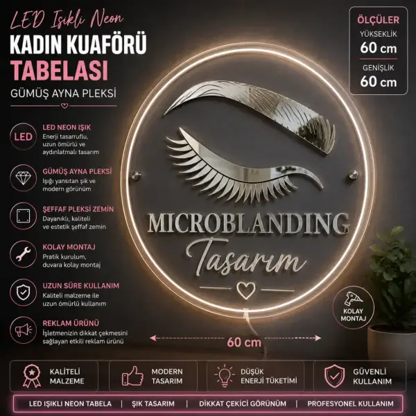 Kaş Tasarım LED Neon Tabela Şeffaf Pleksi Duvar Tabelası