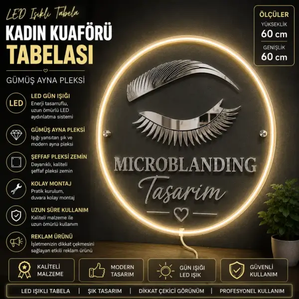Kaş Tasarım LED Neon Tabela Şeffaf Pleksi Duvar Tabelası