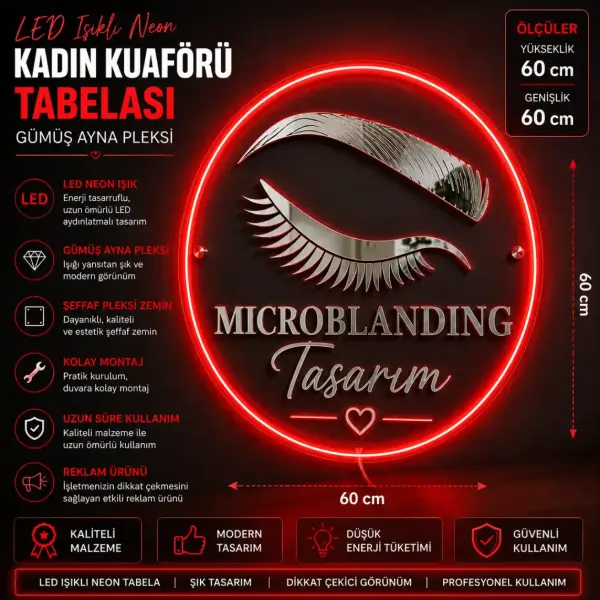 Kaş Tasarım LED Neon Tabela Şeffaf Pleksi Duvar Tabelası