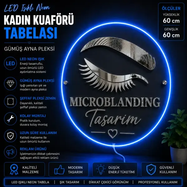 Kaş Tasarım LED Neon Tabela Şeffaf Pleksi Duvar Tabelası
