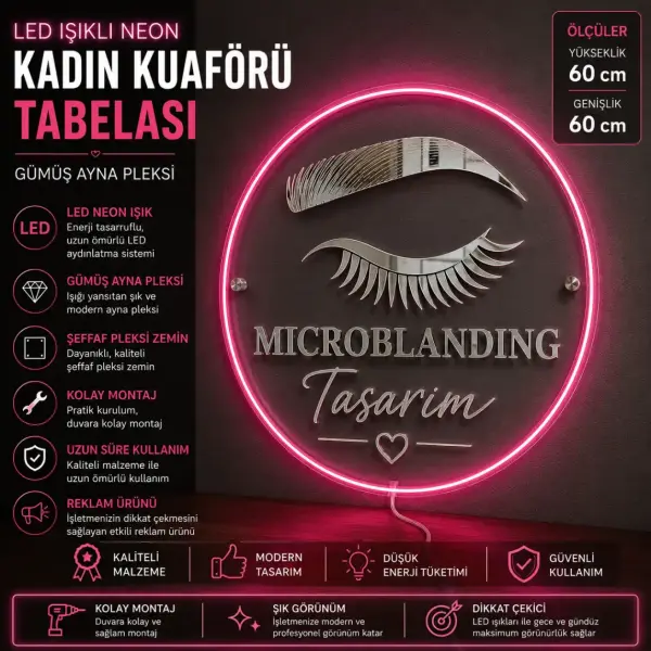 Kaş Tasarım LED Neon Tabela Şeffaf Pleksi Duvar Tabelası