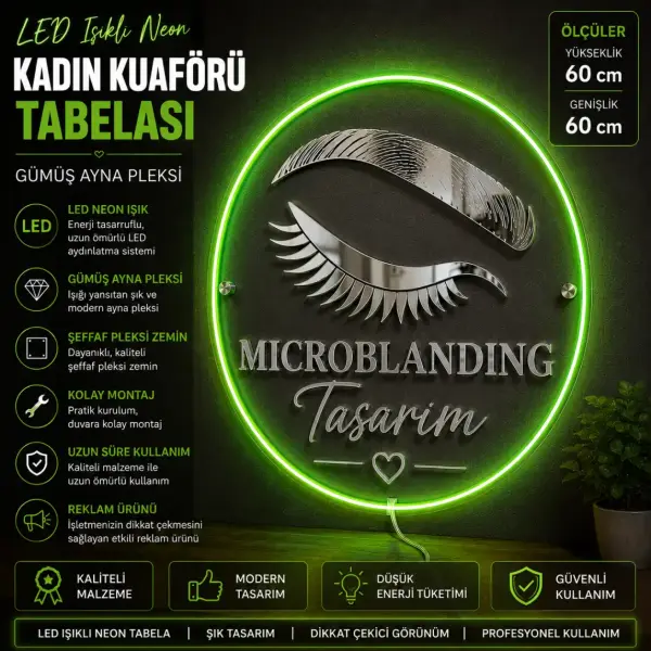 Kaş Tasarım LED Neon Tabela Şeffaf Pleksi Duvar Tabelası