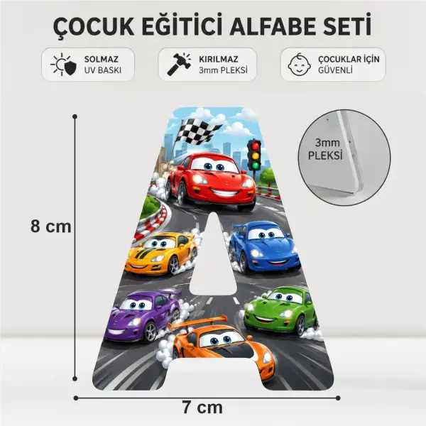UV Baskılı Pleksi Çocuk Eğitici Alfabe Harf Seti