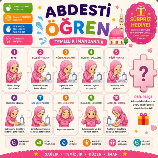 Montessori Abdesti Öğren Puzzle Eğitici Seti