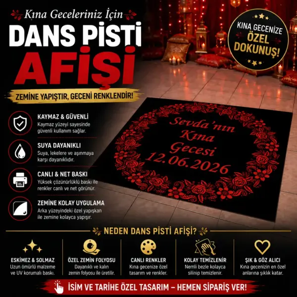 Kına Gecesi Kişiye Özel Dans Pisti Zemin Afişi